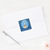 Vrijgezellenfeest met rugleuning met blauw goudsch vierkante sticker (Envelop)