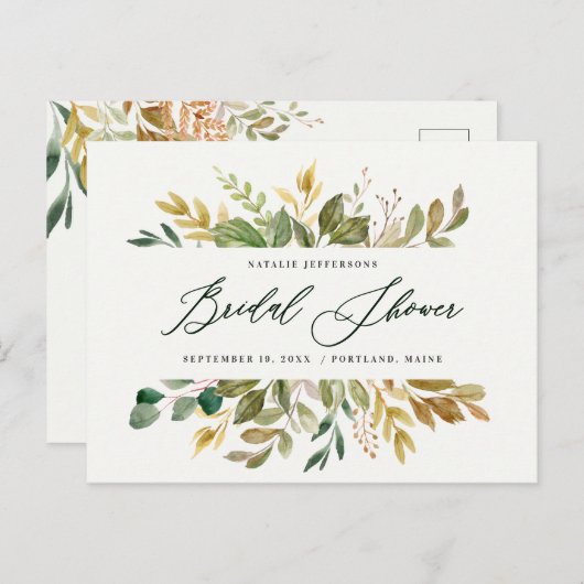 Vrijgezellenfeest met waterverf in botanische vorm briefkaart (Voorkant / Achterkant)