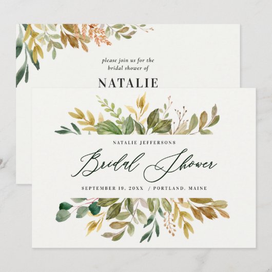 Vrijgezellenfeest met waterverf in botanische vorm kaart (Voorkant / Achterkant)