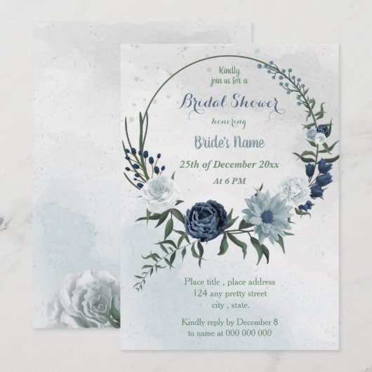 vrijgezellenfeest met witte en blauwe florengroenb kaart (Voorkant / Achterkant)