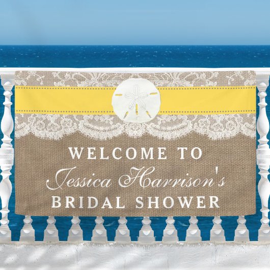 Vrijgezellenfeest met zandband - geel spandoek