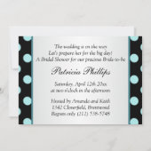 Vrijgezellenfeest met zwarte en blauwgroen polka-p kaart (Achterkant)