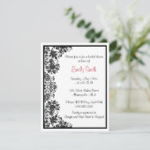 Vrijgezellenfeest met zwarte en witte Floral Damas Kaart (Staand voorkant)