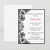 Vrijgezellenfeest met zwarte en witte Floral Damas Kaart (Voorkant / Achterkant)