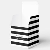 Vrijgezellenfeest met zwarte en witte streep bedankdoosjes (Geopend)