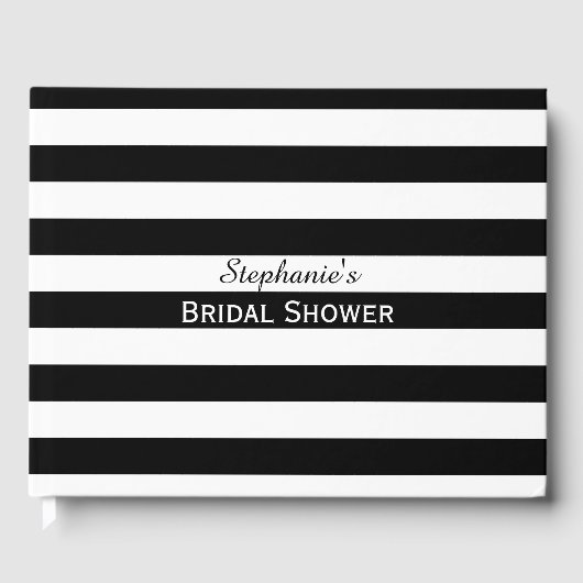 Vrijgezellenfeest met zwarte en witte streep gastenboek (Voorkant)