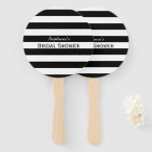 Vrijgezellenfeest met zwarte en witte streep handwaaier (Voorkant en achterkant)