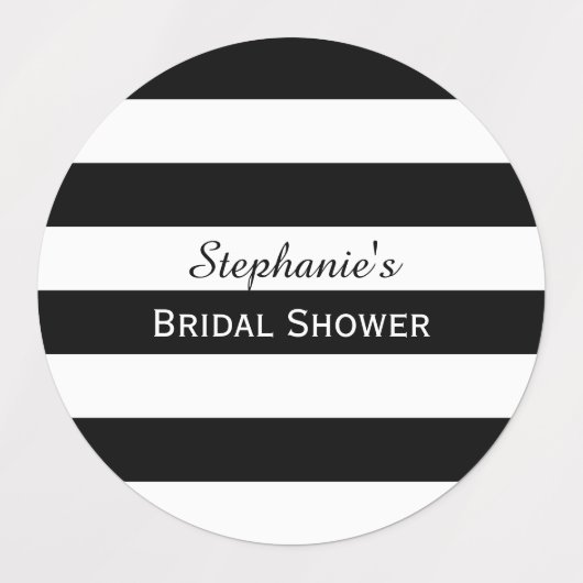 Vrijgezellenfeest met zwarte en witte streep labels (Design 3)