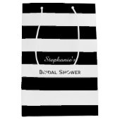 Vrijgezellenfeest met zwarte en witte streep medium cadeauzakje (Voorkant)