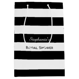 Vrijgezellenfeest met zwarte en witte streep medium cadeauzakje