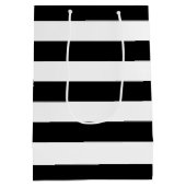 Vrijgezellenfeest met zwarte en witte streep medium cadeauzakje (Achterkant)