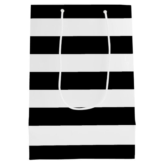 Vrijgezellenfeest met zwarte en witte streep medium cadeauzakje (Achterkant)
