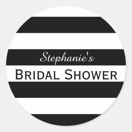 Vrijgezellenfeest met zwarte en witte streep ronde sticker (Voorkant)