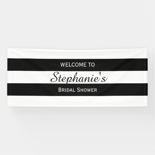 Vrijgezellenfeest met zwarte en witte streep spandoek (Horizontaal)