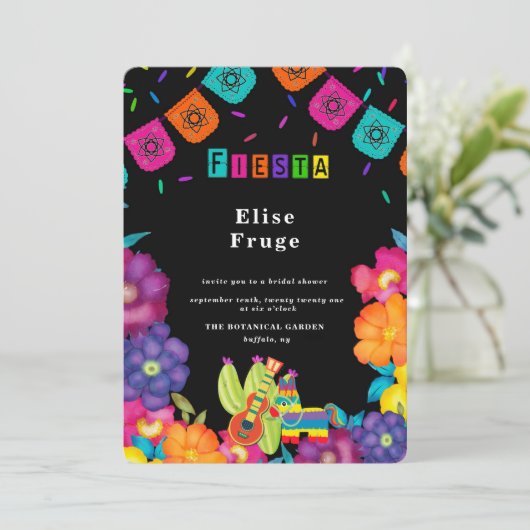 Vrijgezellenfeest Mexican Fiesta Vivid Florals Kaart (Staand voorkant)