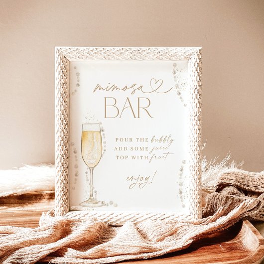 Vrijgezellenfeest Mimosa Bar Teken, Parels & Prose Poster