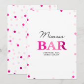 Vrijgezellenfeest Mimosa Bar Teken | Roze Confetti Kaart (Voorkant / Achterkant)
