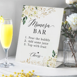Vrijgezellenfeest Mimosa Bar — witte, platte tafel Reclamebord Met Voetstuk