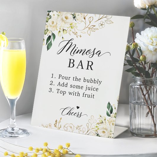 Vrijgezellenfeest Mimosa Bar — witte, platte tafel Reclamebord Met Voetstuk