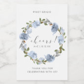 Vrijgezellenfeest Mini Fles Dusty Blue Waterverf Wijn Etiket (Enkel label)