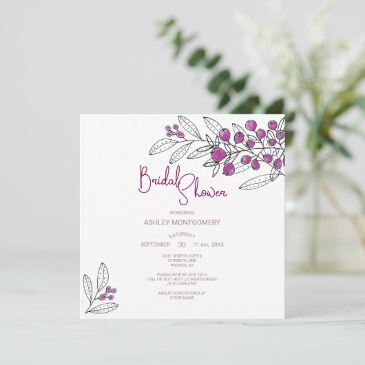 Vrijgezellenfeest minimalistische Paarse bessen bl Kaart (Staand voorkant)