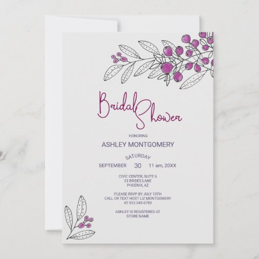 Vrijgezellenfeest minimalistische Paarse bladeren Kaart (Voorkant)