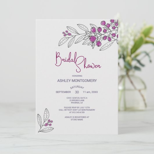 Vrijgezellenfeest minimalistische Paarse bladeren  Kaart (Staand voorkant)