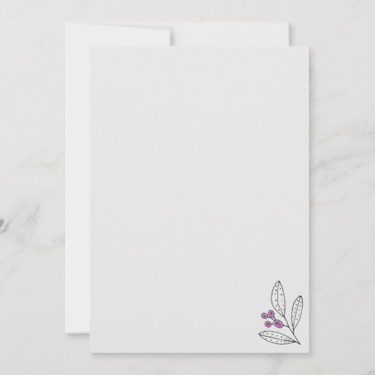 Vrijgezellenfeest minimalistische Paarse bladeren  Kaart (Achterkant)