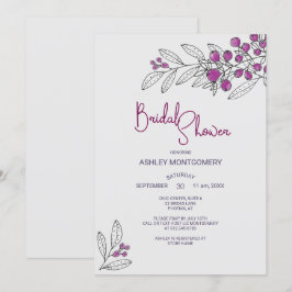 Vrijgezellenfeest minimalistische Paarse bladeren  Kaart