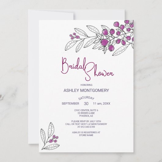 Vrijgezellenfeest minimalistische Paarse bladeren  Kaart (Voorkant)