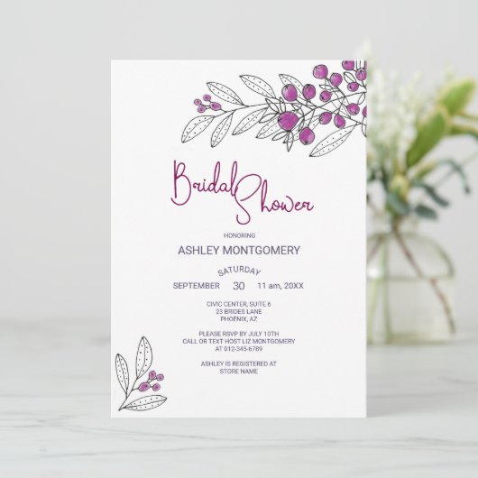 Vrijgezellenfeest minimalistische Paarse bladeren  Kaart (Staand voorkant)