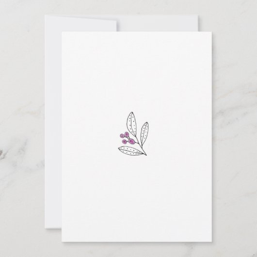 Vrijgezellenfeest minimalistische Paarse bladeren  Kaart (Achterkant)