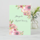 Vrijgezellenfeest Mint Green Rustic Pink Flowers Kaart (Staand voorkant)
