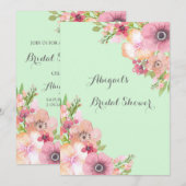 Vrijgezellenfeest Mint Green Rustic Pink Flowers Kaart (Voorkant / Achterkant)