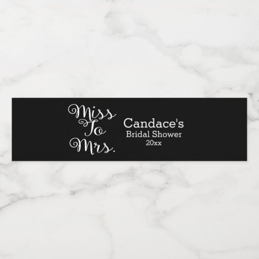 Vrijgezellenfeest, Miss naar Mrs. Waterfles Etiket (Enkel label)