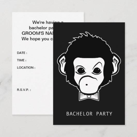 vrijgezellenfeest mister monkey kaart (Voorkant / Achterkant)