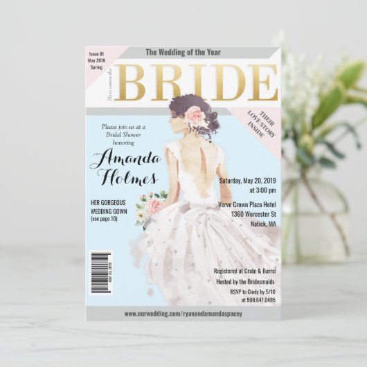 Vrijgezellenfeest Mode Magazine Uitnodiging (Staand voorkant)