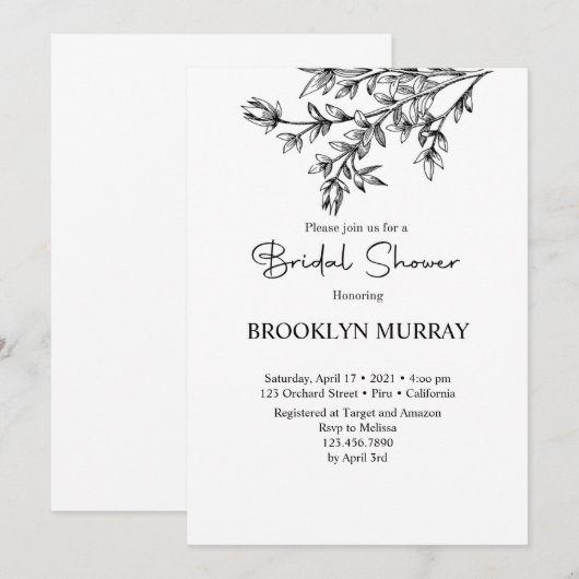 Vrijgezellenfeest, Modern Bruids, Zwart-wit Kaart (Voorkant / Achterkant)