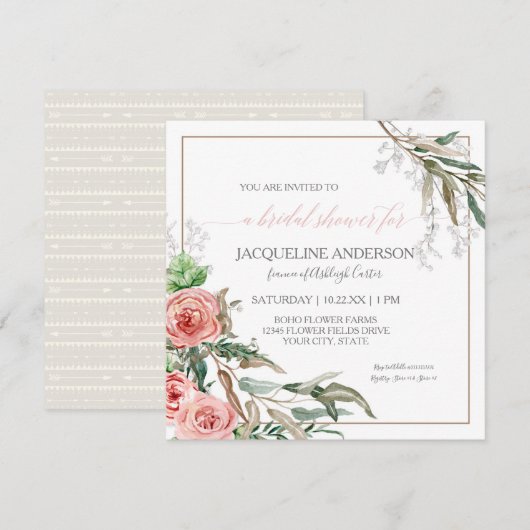 Vrijgezellenfeest Modern Floral BOHO Arrows Waterv Kaart (Voorkant / Achterkant)