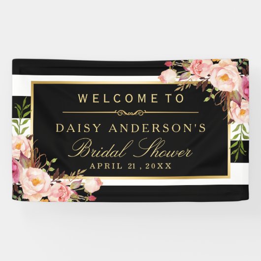 Vrijgezellenfeest Modern  Floral Decor Spandoek (Horizontaal)