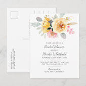 Vrijgezellenfeest Modern Floral Rustiek Roze Geel Uitnodiging Briefkaart (Voorkant / Achterkant)