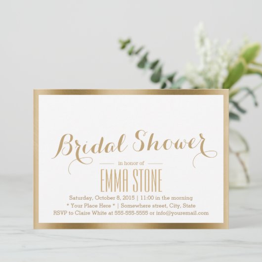 Vrijgezellenfeest Modern Gold Foil Border Elegant Kaart (Staand voorkant)