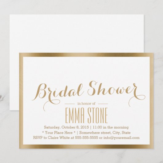 Vrijgezellenfeest Modern Gold Foil Border Elegant Kaart (Voorkant / Achterkant)