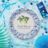 vrijgezellenfeest Modern Lemon en Leaf Indigo Shib Papieren Bordje (Feest)