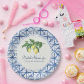 vrijgezellenfeest Modern Lemon en Leaf Indigo Shib Papieren Bordje (Feest)