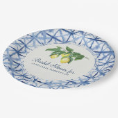 vrijgezellenfeest Modern Lemon en Leaf Indigo Shib Papieren Bordje (Gekanteld)
