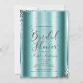 Vrijgezellenfeest Modern Silver Aqua Confetti Corn Kaart (Voorkant)