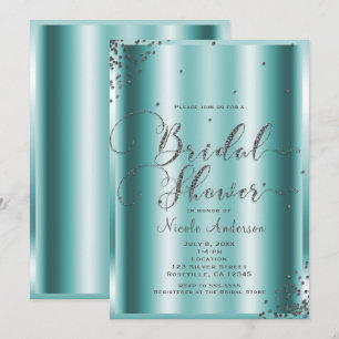 Vrijgezellenfeest Modern Silver Aqua Confetti Corn Kaart