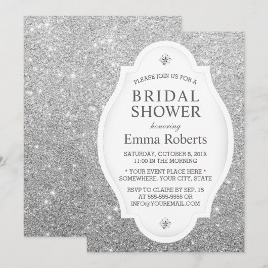 Vrijgezellenfeest Modern Silver Glitter Elegant Kaart (Voorkant / Achterkant)