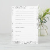 vrijgezellenfeest Modern Simple Silver Floral Kaart (Staand voorkant)